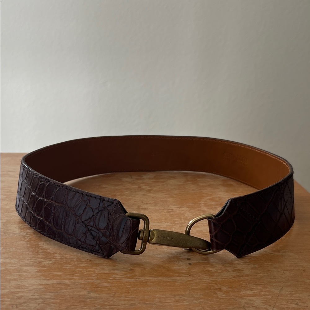 Miu Miu leather waist belt 80 brown leather faux croc